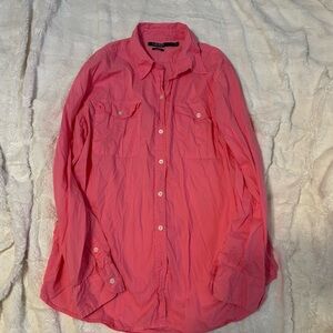 Lauren Ralph Lauren Men’s Pink Solid Cotton Button-Up Shirt Long Sleeve
